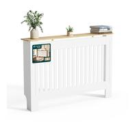 VOUNOT® Cache-radiateur à lattes verticales anti-basculement 111×19×82 cm blanc chêne