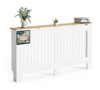 VOUNOT® Cache-radiateur à lattes verticales anti-basculement 152×19×82 cm blanc chêne