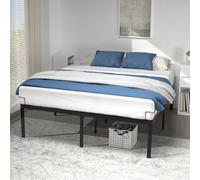 vounot® Cadre de Lit 160 x 200 cm en Métal Robuste avec Sommier à Lattes et Fixation Hauteur 36 cm avec Espace de Rangement pour Adultes et Adolescents Noir
