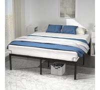 vounot® Cadre de Lit 180 x 200 cm en Métal Robuste avec Sommier à Lattes et Fixation Hauteur 36 cm avec Espace de Rangement pour Adultes et Adolescents Noir