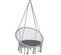 VOUNOT® Chaise hamac suspendu à franges avec coussin de siège - Fauteuil balançoire confortable - Gris