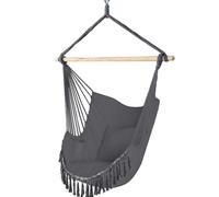 Fauteuil suspendu VOUNOT® XXL avec 2 coussins et une étagère à livres, fauteuil suspendu gris