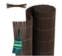 VOUNOT® Clôture en canisse PVC 100x300cm imitation osier marron
