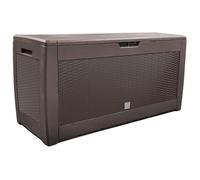 VOUNOT® Coffre de jardin 310L avec poignées et roues - Malle de rangement extérieur en PP - 119x48x60cm - Style polyrotin marron