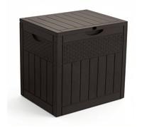 vounot® Coffre de Rangement Extérieur 126L Boîte de Jardin Étanche Anti UV Couvercle Verrouillable avec Poignées Encastrées 56 x 43 x 53 cm pour Jardin Terrasse Balcon Piscine Effet Polyrotin Marron