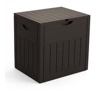 vounot® Coffre de Rangement Extérieur 126L Boîte de Jardin Étanche Anti UV Couvercle Verrouillable avec Poignées Encastrées 56 x 43 x 53 cm pour Jardin Terrasse Balcon Piscine Effet Bois Marron