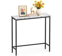 VOUNOT® Console table 75x24x75cm en métal et MDF blanc - style industrie - pour couloir entrée salon bureau chambre