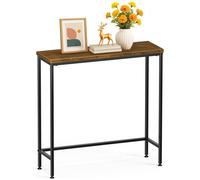 VOUNOT® Console table 75x24x75cm en métal et MDF marron - style industrie - pour couloir entrée salon bureau chambre