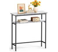VOUNOT® Console table à 2 niveaux 80x24x80cm en métal et MDF blanc - style industrie - pour couloir entrée salon bureau chambre