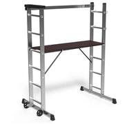 VOUNOT® Échafaudage roulant 3 en 1 - échelle escabeau et plateforme de travail - aluminium - hauteur ajustable max 270cm