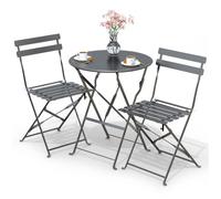 VOUNOT® Ensemble bistro extérieur 1 table 2 chaises acier gris