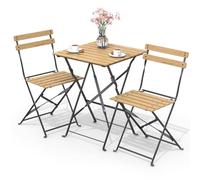VOUNOT Ensemble bistro extérieur 1 table 2 chaises bois