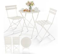 VOUNOT® Ensemble de Bistro pliant en métal 3 pièces avec 1 table et 2 chaises crème