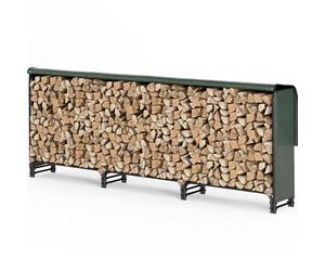 VOUNOT Étagère à bûches en métal avec couvercle étanche Vert 300 x 115 x 40 cm
