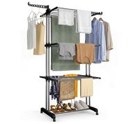VOUNOT® Séchoir à linge pliable à 4 niveaux - étendoir vertical avec ailes latérales - 126x63x170cm - noir gris