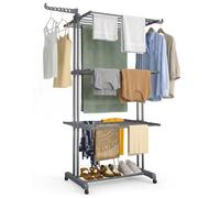 VOUNOT® Séchoir à linge pliable à 4 niveaux - étendoir vertical avec ailes latérales - 126x63x170cm - gris