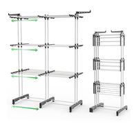 VOUNOT® Séchoir à linge Tour extensible avec ailes pliables, 3 niveaux, 40m de séchage, Blanc