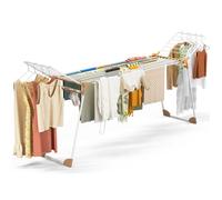 VOUNOT® Étendoir à linge extensible pliable métal renforcée 284x55x122cm, Séchoir télescopique grande capacité, Blanc