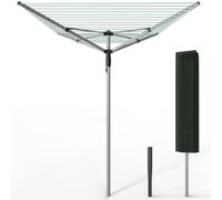 VOUNOT® Étendoir à linge extérieur rotatif 45m avec housse de protection - Séchoir parapluie grande surface d'étendage - Argent