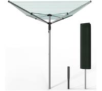 VOUNOT® Étendoir à linge extérieur rotatif 45m avec housse de protection - Séchoir parapluie grande surface d'étendage - Argent