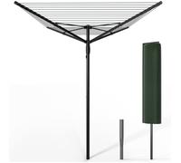 VOUNOT® Étendoir à linge extérieur rotatif 45m avec housse de protection - Séchoir parapluie grande surface d'étendage - Noir