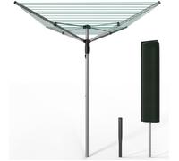 VOUNOT® Étendoir à linge extérieur rotatif 50m avec housse de protection - Séchoir parapluie grande surface d'étendage - Argent