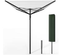VOUNOT® Étendoir à linge extérieur rotatif 50m avec housse de protection - Séchoir parapluie grande surface d'étendage - Noir