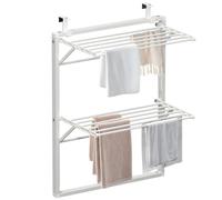 VOUNOT® Étendoir à linge mural suspendu pliable à double niveau blanc