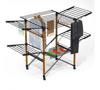 VOUNOT® Séchoir à linge extensible, peu encombrant, longueur de séchage 30m, pliable, noir