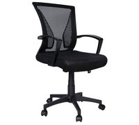 VOUNOT® Fauteuil de bureau ergonomique pivotant à roulette 360° - Hauteur et dossier réglables - Toile respirant - Noir