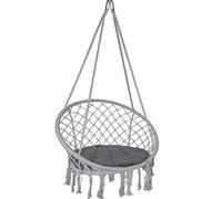 VOUNOT® Fauteuil Suspendu à Franges avec Coussins de Siège Confortables Ø80cm Chaise Balançoires pour Intérieur et Extérieur Siège Suspendu Gris