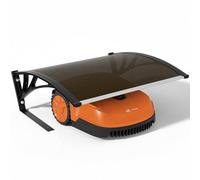 vounot® Garage de Tondeuse Robot 104x80x45 cm Abri pour Robot avec Pied en Métal Tondeuse Protection Exterieur Contre Pluie UV et Intemperies Toit Rigide pour Jardin Pelouse Marron Foncé
