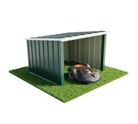 VOUNOT® Garage pour Robot Tondeuse en Métal 78x92x62 cm avec 3 Parois Vert | Toit Incliné, Passage de Câble, Bords Protégés, Protection contre les Intempéries, Fixation au Sol avec Piquets