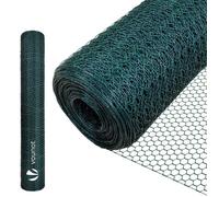 VOUNOT Grillage a poule avec fils 13mm en PVC gaine vert 1x25M