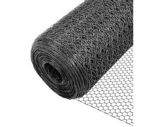VOUNOT® Grillage à poule - Métal gainé de PVC gris - Maille 25mm - 1x50M - Filet de clôture pour poulailler