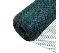 VOUNOT® Grillage à poule - Métal gainé de PVC vert - Maille 25mm - 1x50M - Filet de clôture pour poulailler