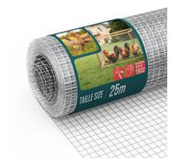 VOUNOT® Grillage soudé galvanisé rouleau 1x25m - Maille 25mm Fil 1mm - Treillis et clôture métallique