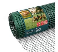 VOUNOT® Grillage Soudé Plastifié PVC Rouleau 0.5x25m Maille 13 mm Fil 0.8 mm Treillis et Clôture Métallique pour Jardin Petits Animaux et Poulailler Vert