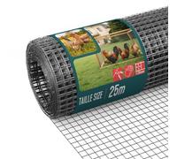 VOUNOT® Grillage Soudé Plastifié PVC Rouleau 0.5x25m Maille 25 mm Fil 1 mm Treillis et Clôture Métallique pour Jardin Petits Animaux et Poulailler Gris