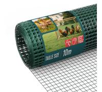 VOUNOT® Grillage Soudé Plastifié PVC Rouleau 1x10m Maille 13 mm Fil 0.8 mm Treillis et Clôture Métallique pour Jardin Petits Animaux et Poulailler Vert