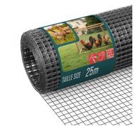 VOUNOT® Grillage soudé plastifié PVC rouleau 1x25m gris - Maille 25mm Fil 1mm - Treillis et clôture métallique