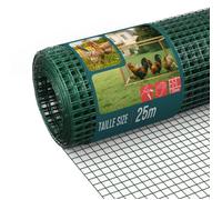 VOUNOT® Grillage soudé plastifié PVC rouleau 1x25m vert - Maille 13mm Fil 0.8mm - Treillis et clôture métallique