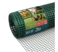VOUNOT® Grillage soudé plastifié PVC rouleau 1x25m vert - Maille 25mm Fil 1mm - Treillis et clôture métallique
