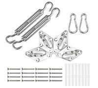 VOUNOT® Kit de Fixation pour Voile d’Ombrage 24 Pcs en Acier Inoxydable Kit Accessoires de Fixation pour Voile Triangle Rectangulaire et Carré Ensemble Vis Tendeur et Mousqueton pour Jardins Patios…