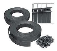vounot® Kit de lamelles Occultantes PVC 150m x 4.7cm 300 Clips Brise Vue de Qualité Bandes de Protection pour Panneau Grillagé Clôtures Rigides Gris