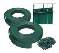 VOUNOT® Kit de lamelles Occultantes PVC 150m x 4.7cm 300 Clips Brise Vue de Qualité Bandes de Protection pour Panneau Grillagé Clôtures Rigides Vert