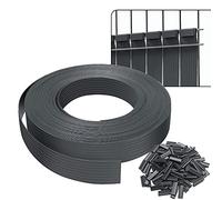 VOUNOT® Kit de lamelles occultantes PVC brise vue 75m x 4.7cm avec 150 clips Gris