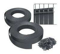 VOUNOT® Kit de lamelles occultantes PVC brise vue 150m x 4.7cm avec 300 clips Gris
