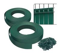 VOUNOT® Kit de lamelles Occultantes PVC 150m x 4.7cm 300 Clips Brise Vue de Qualité Bandes de Protection pour Panneau Grillagé Clôtures Rigides Vert