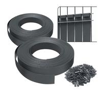 Vounot Kit lamelles occultantes PVC brise‑vue 150 m x 4,7 cm avec 300 clips Gris